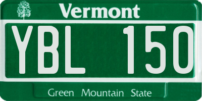 VT license plate YBL150