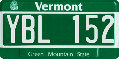 VT license plate YBL152