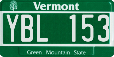 VT license plate YBL153