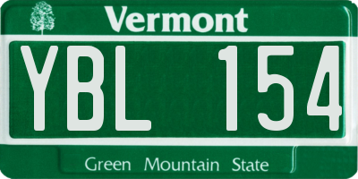 VT license plate YBL154