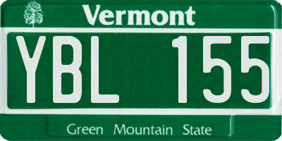 VT license plate YBL155
