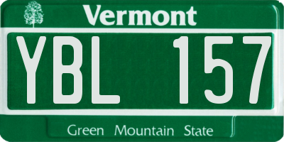 VT license plate YBL157