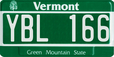 VT license plate YBL166