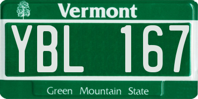 VT license plate YBL167