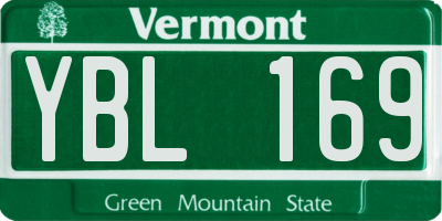 VT license plate YBL169
