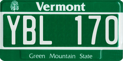 VT license plate YBL170