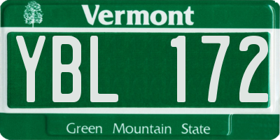 VT license plate YBL172