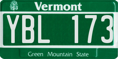 VT license plate YBL173
