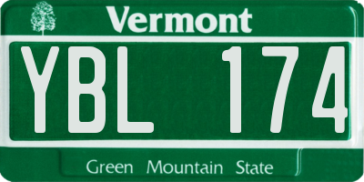 VT license plate YBL174