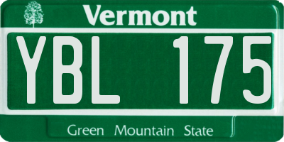 VT license plate YBL175