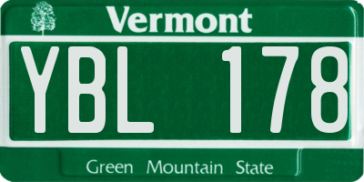 VT license plate YBL178