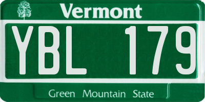 VT license plate YBL179