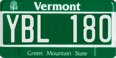 VT license plate YBL180