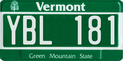 VT license plate YBL181