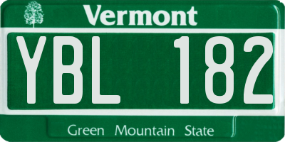 VT license plate YBL182