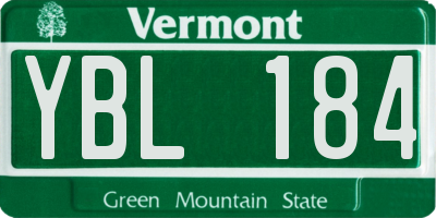 VT license plate YBL184