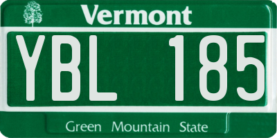 VT license plate YBL185