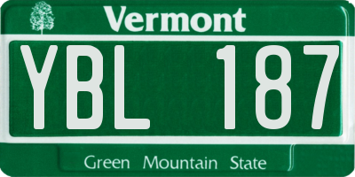 VT license plate YBL187