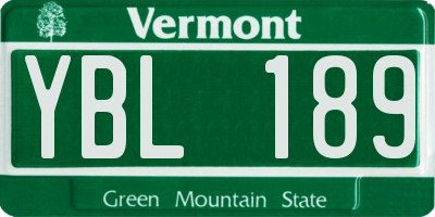 VT license plate YBL189