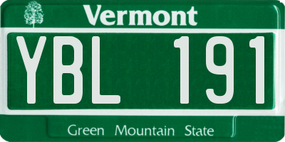 VT license plate YBL191