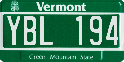 VT license plate YBL194