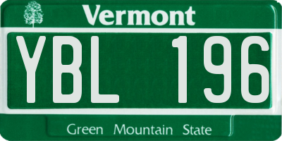 VT license plate YBL196