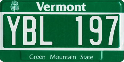 VT license plate YBL197