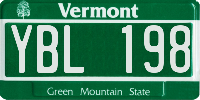 VT license plate YBL198