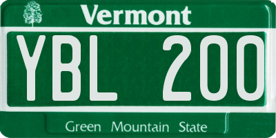 VT license plate YBL200