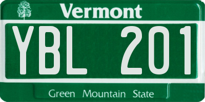 VT license plate YBL201