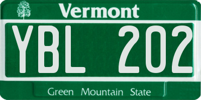 VT license plate YBL202