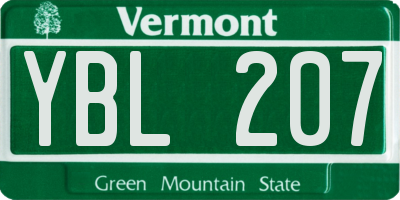 VT license plate YBL207