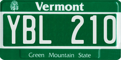 VT license plate YBL210