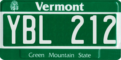 VT license plate YBL212
