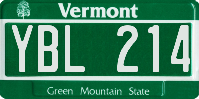 VT license plate YBL214