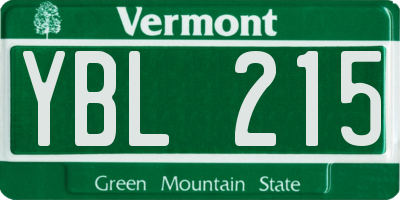 VT license plate YBL215