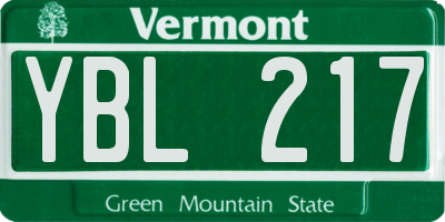 VT license plate YBL217