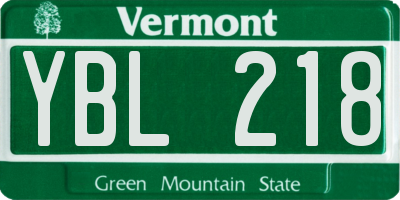 VT license plate YBL218