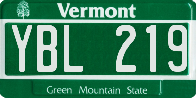VT license plate YBL219