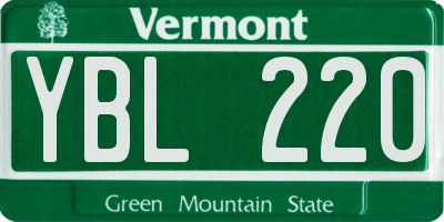 VT license plate YBL220