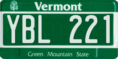 VT license plate YBL221