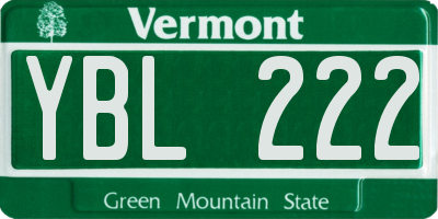 VT license plate YBL222