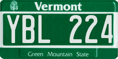 VT license plate YBL224