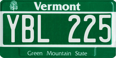 VT license plate YBL225