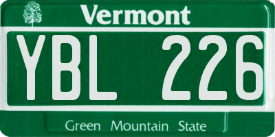 VT license plate YBL226