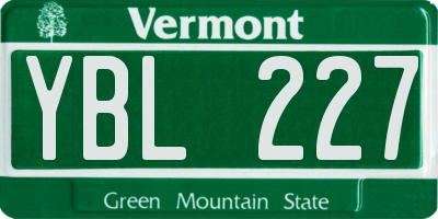 VT license plate YBL227