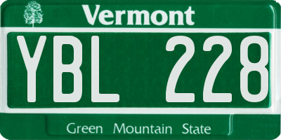 VT license plate YBL228