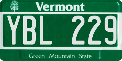 VT license plate YBL229