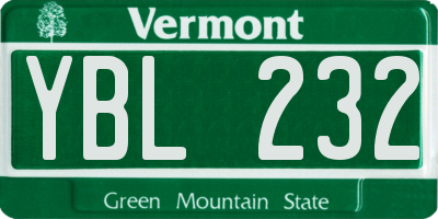 VT license plate YBL232