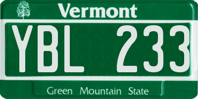VT license plate YBL233
